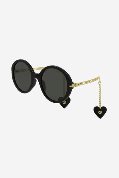 Gucci chain black round sunglasses - Lux Studios
