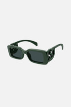 Dark green bold rectangular sunglasses – narrow rectangular shape – LUX VERSE Luxury Designer Fashion Outlet