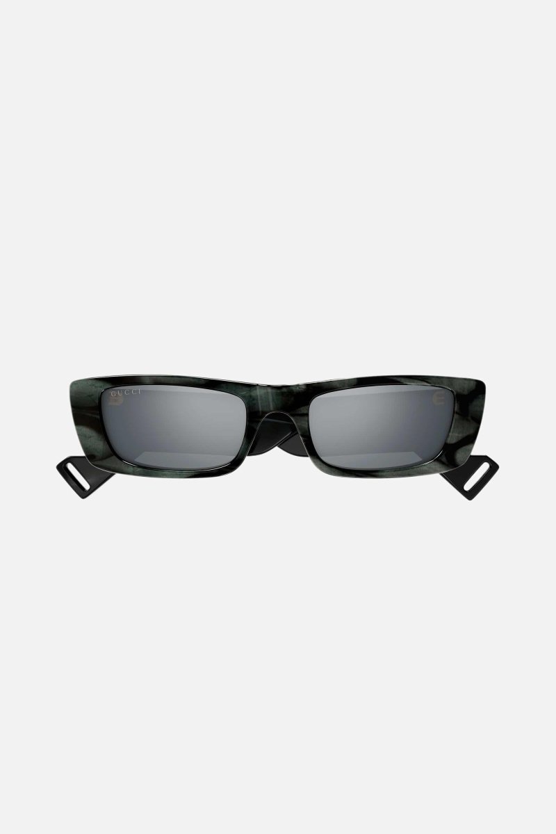 Dark grey rectangular sunglasses – the grey tone its combined with mother of pearl tones color palette in connection – LUX VERSE Luxury Designer Fashion Outlet