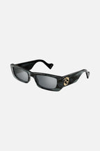 Dark grey rectangular sunglasses – vintage inspired extreme oval bold acetate shape that contast with giant Gold – LUX VERSE Luxury Designer Fashion Outlet