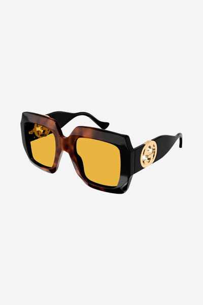 Gucci femenine havana sunglasses with integrated GG logo - Lux Studios