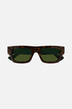 Flat top havana sunglasses with web temple – milled temples recreating the web – LUX VERSE Luxury Designer Fashion Outlet