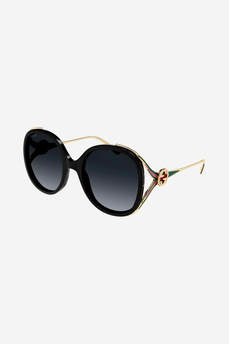 Fork acetate black sunglasses – full metal oversize round shape – LUX VERSE Luxury Designer Fashion Outlet