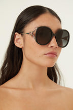 Fork acetate black sunglasses – acetate front paired with metal temples with the iconic fork hinge and the GG – LUX VERSE Luxury Designer Fashion Outlet