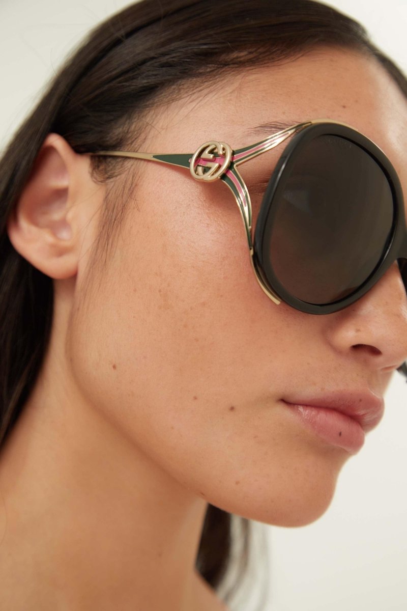 Fork acetate black sunglasses – the SKUs are enriched with enamel details recalling the institutional web – LUX VERSE Luxury Designer Fashion Outlet