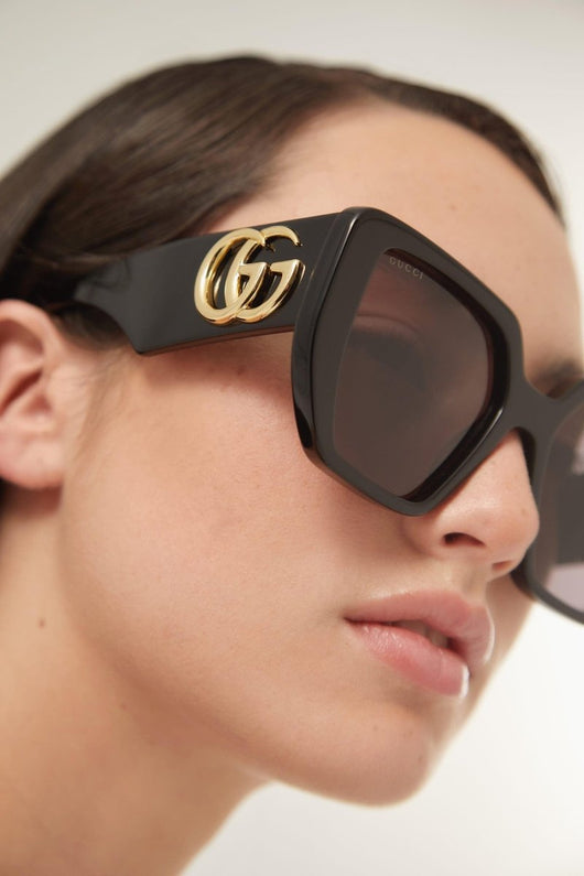 Gucci GG0956S oversized black sunglasses with maxi logo - Lux Studios