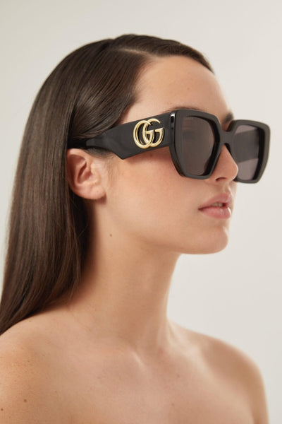 Gucci GG0956S oversized black sunglasses with maxi logo - Lux Studios