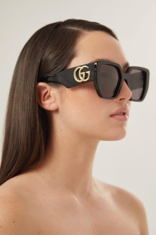 Gucci GG0956S oversized black sunglasses with maxi logo - Lux Studios