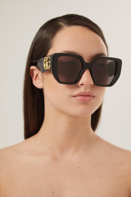 Gucci GG0956S oversized black sunglasses with maxi logo - Lux Studios