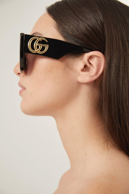Gucci GG0956S oversized black sunglasses with maxi logo - Lux Studios