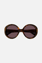 GG1256s oversized round havana GG sunglasses – full acetate style with bold volumes – LUX VERSE Luxury Designer Fashion Outlet