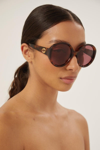 Gucci GG1256s oversized round havana GG sunglasses - Lux Studios