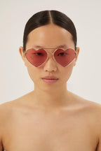 GG1283s metal heart shape sunglasses with pink lenses – heart shaped style – LUX VERSE Luxury Designer Fashion Outlet