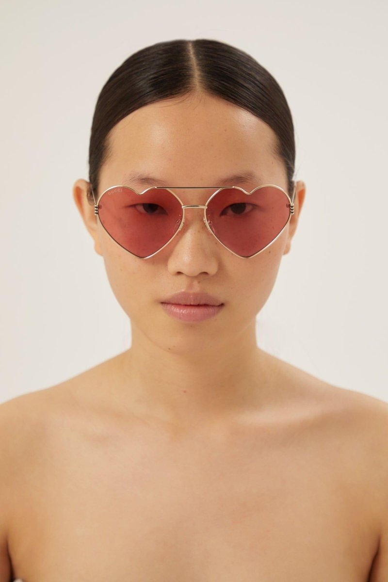 GG1283s metal heart shape sunglasses with pink lenses – heart shaped style – LUX VERSE Luxury Designer Fashion Outlet