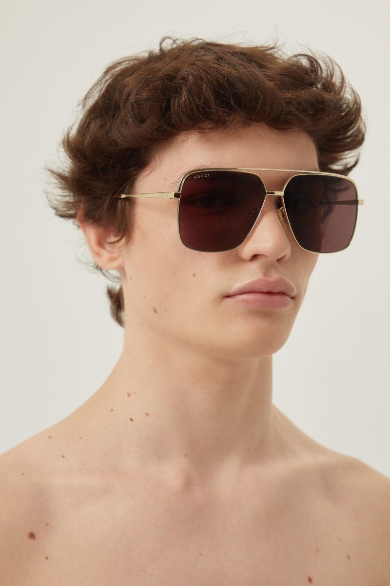 Gold metal squared sunglasses – you’re at the cinema, all comfy on the plush sea-blue velvet seats and your – LUX VERSE Luxury Designer Fashion Outlet