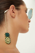 Gold squared sunglasses with pineapple charms – the full metal square shape is enriched by new playful pendants – LUX VERSE Luxury Designer Fashion Outlet