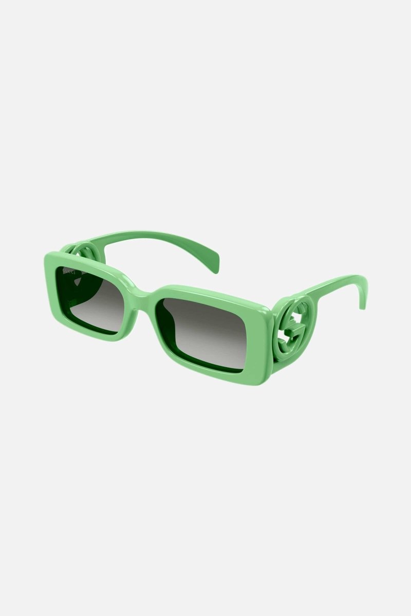 Green bold rectangular sunglasses – narrow rectangular shape – LUX VERSE Luxury Designer Fashion Outlet
