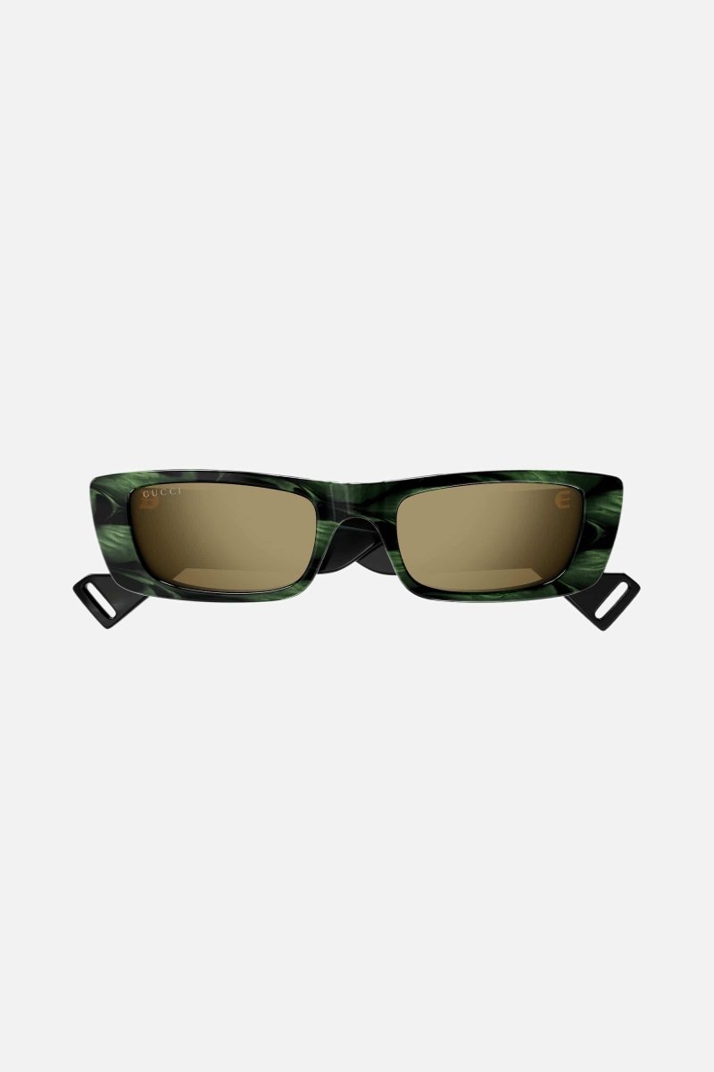 Green rectangular sunglasses – the temple tips end with a perforeted end tip – LUX VERSE Luxury Designer Fashion Outlet