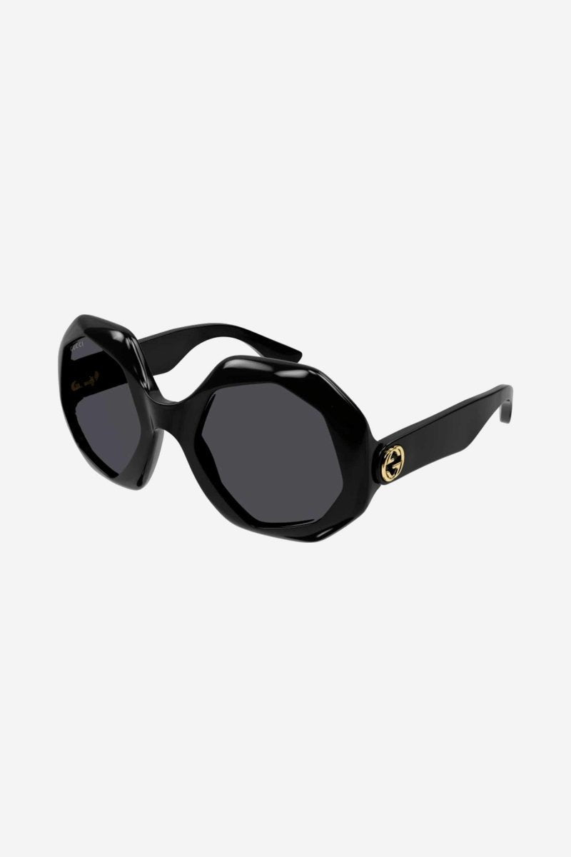 Hexagonal black sunglasses – this unique sun style is characterized by a faceted construction to harmonize – LUX VERSE Luxury Designer Fashion Outlet