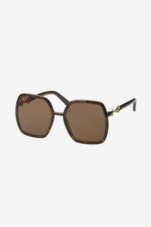 Gucci hexagonal havana sunglasses with horsebit detail - Lux Studios