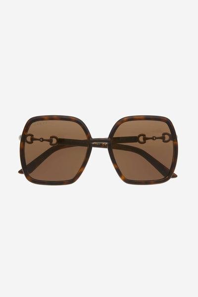 Gucci hexagonal havana sunglasses with horsebit detail - Lux Studios