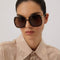 Gucci hexagonal havana sunglasses with horsebit detail