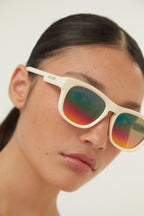 Ivory sporty sunglasses – sporty and vintage inspired this wayfarer style is made in full plastic with – LUX VERSE Luxury Designer Fashion Outlet