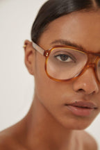 Light havana pilot with double bridge frame – timeless pilot shape – LUX VERSE Luxury Designer Fashion Outlet