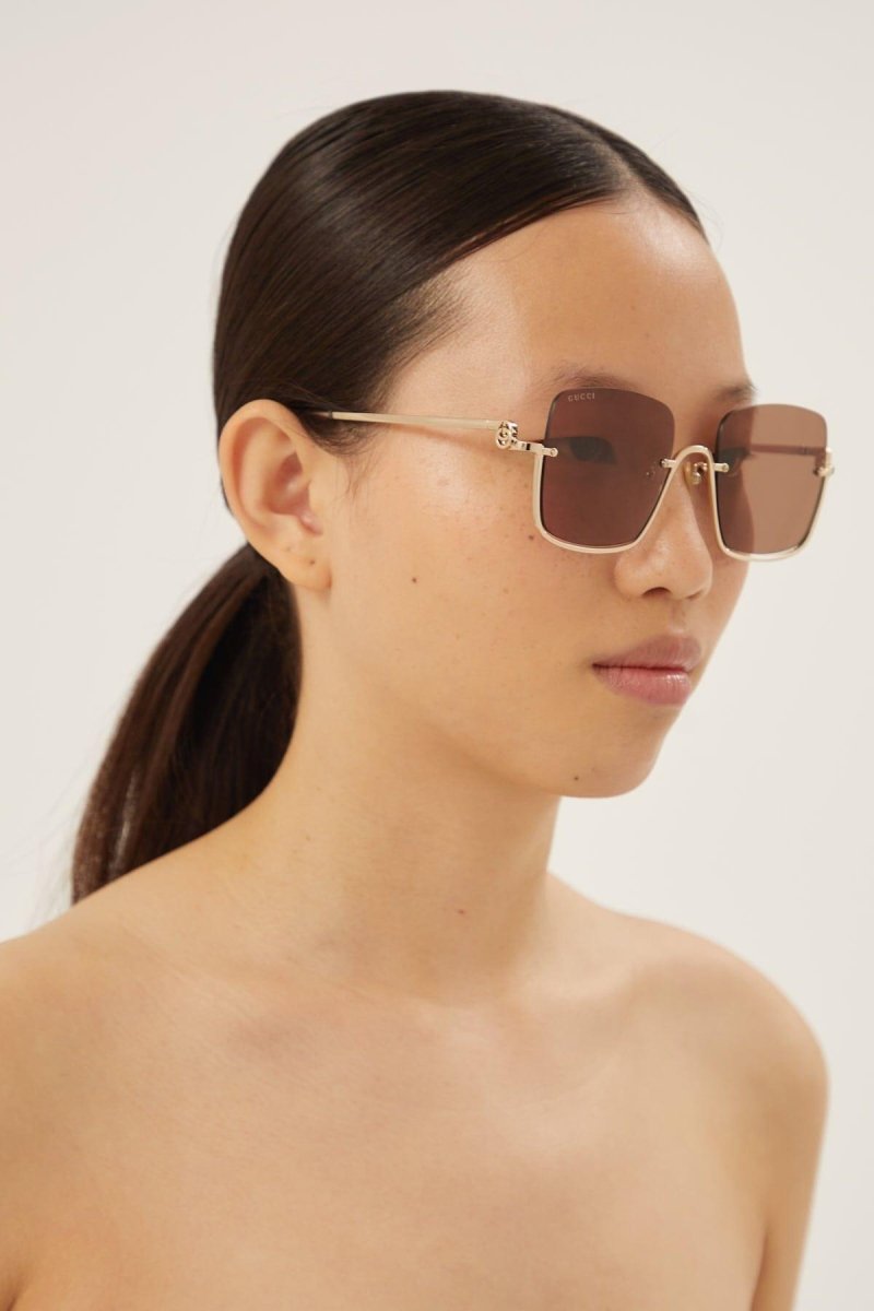 Metal squared sunglasses with brown lenses – cool and fancy colour palette – LUX VERSE Luxury Designer Fashion Outlet