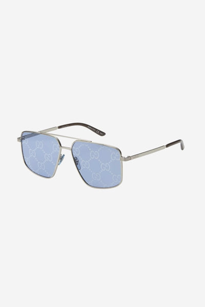 Gucci metal UNISEX caravan with all over GG logo in blue lenses - Lux Studios