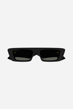 Micro flat top black sunglasses – Lettering logo on temples – LUX VERSE Luxury Designer Fashion Outlet