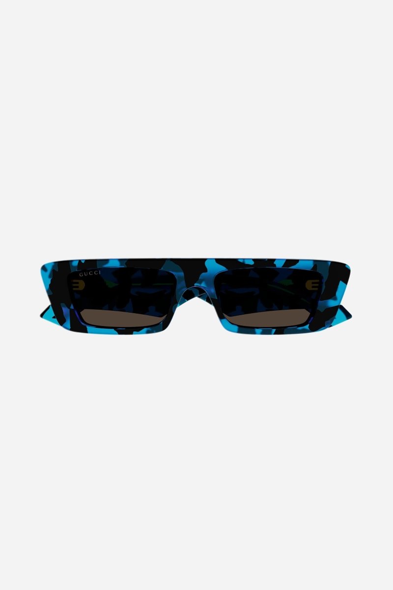 Micro flat top blue sunglasses – Lettering logo on temples – LUX VERSE Luxury Designer Fashion Outlet
