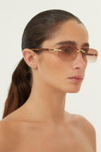 Micro metal sunglasses with logo all over – this concept was inspired by a vintage piece from the archive reinterpreted – LUX VERSE Luxury Designer Fashion Outlet