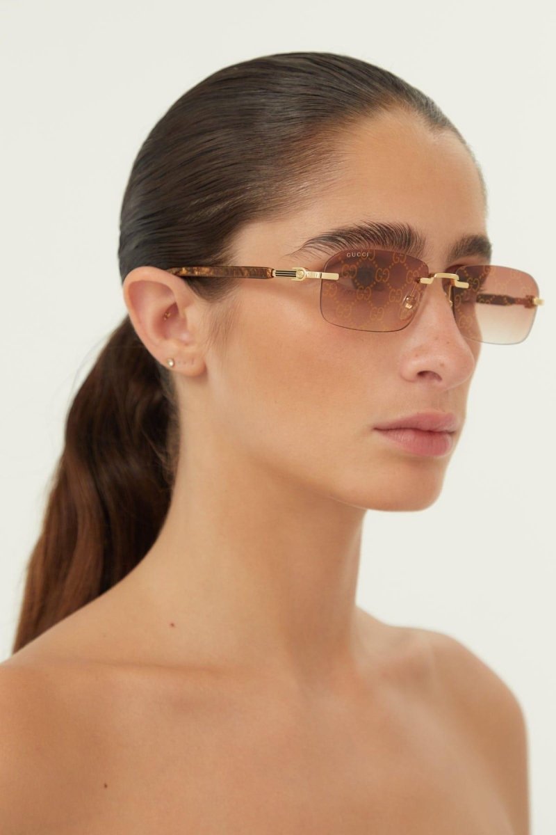 Micro metal sunglasses with logo all over – this concept was inspired by a vintage piece from the archive reinterpreted – LUX VERSE Luxury Designer Fashion Outlet