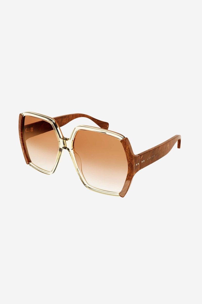 Oversize brown and ivory acetate sunglasses – vintage look sunglasses with light brown lenses and dedicated brown acetate – LUX VERSE Luxury Designer Fashion Outlet