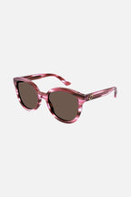 Oversize cat eye round pink sunglasses – Interlocking logo on temples – LUX VERSE Luxury Designer Fashion Outlet