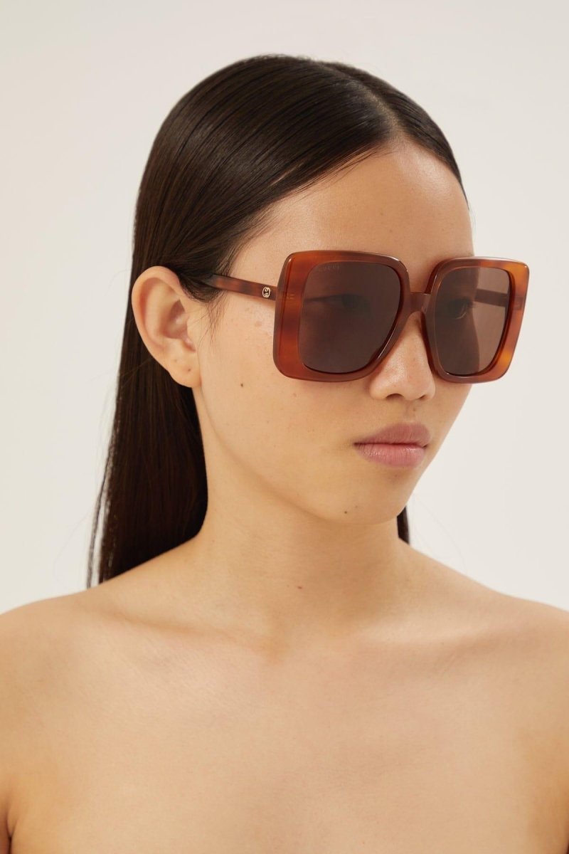Oversize square brown sunglasses – oversize squared shape – LUX VERSE Luxury Designer Fashion Outlet