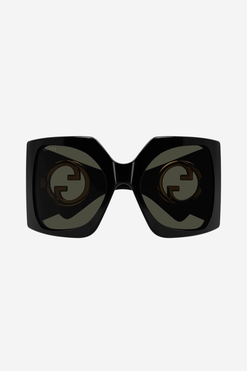 Oversized black butterfly sunglasses – new extra GG Blondie cut-out metal logo on both temples – LUX VERSE Luxury Designer Fashion Outlet