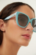 Oversized cat eye blue sunglasses – this narrow cat-eye shape represents unique finishing in full acetate – LUX VERSE Luxury Designer Fashion Outlet
