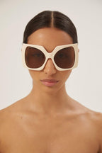 Oversized ivory butterfly sunglasses – new extra GG Blondie cut-out metal logo on both temples – LUX VERSE Luxury Designer Fashion Outlet