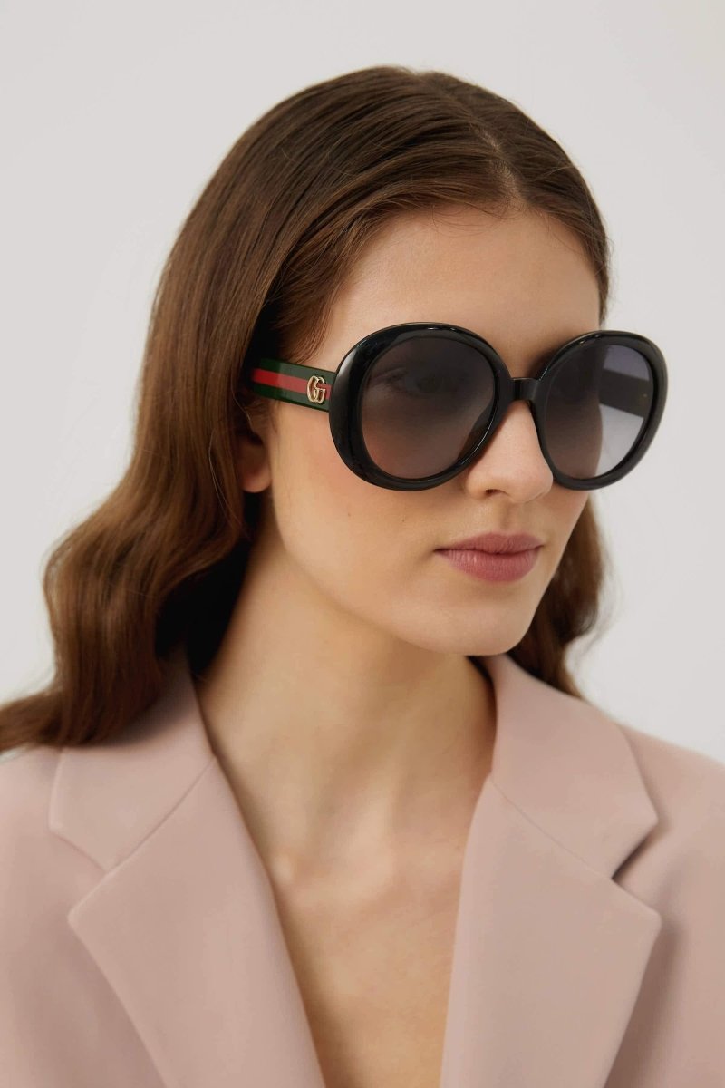 Oversized sunglasses with web temple – interlocking logo on temples – LUX VERSE Luxury Designer Fashion Outlet