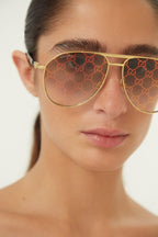 Pilot all over logo metal sunglasses – this concept was inspired by a vintage piece from the archive reinterpreted – LUX VERSE Luxury Designer Fashion Outlet
