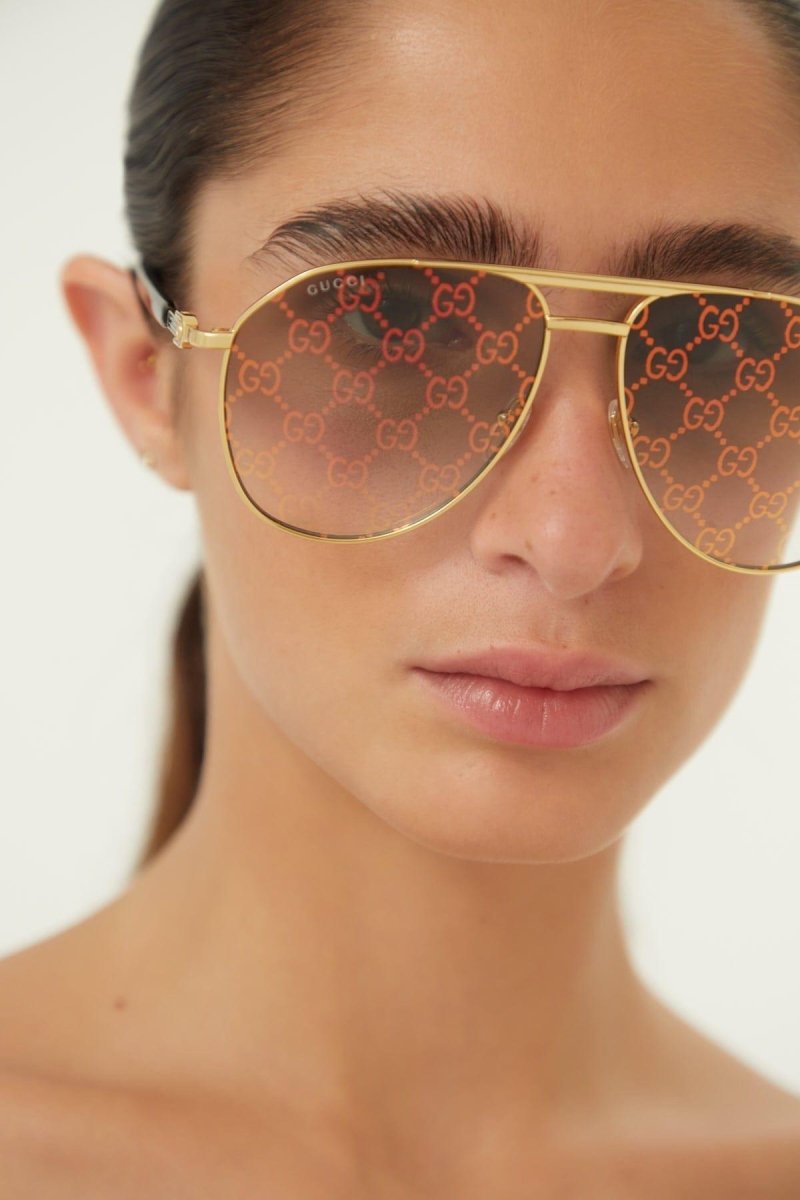 Pilot all over logo metal sunglasses – this concept was inspired by a vintage piece from the archive reinterpreted – LUX VERSE Luxury Designer Fashion Outlet