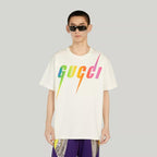 Print cotton T-shirt – designed with an oversize fit, this piece features a multicolour Blade print – LUX VERSE Luxury Designer Fashion Outlet