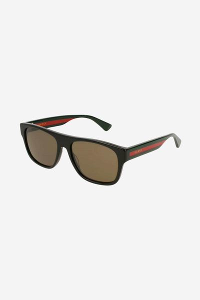 Gucci rectangular acetate with web band sunglasses - Lux Studios