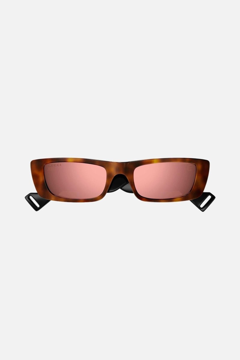 Red rectangular sunglasses – the temple tips end with a perforeted end tip – LUX VERSE Luxury Designer Fashion Outlet