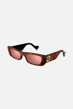 Red rectangular sunglasses – vintage inspired extreme oval bold acetate shape that contast with giant Gold – LUX VERSE Luxury Designer Fashion Outlet
