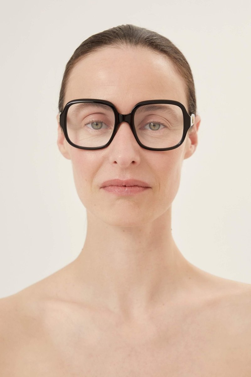 Round black frame – oversize squared shape in acetate – LUX VERSE Luxury Designer Fashion Outlet