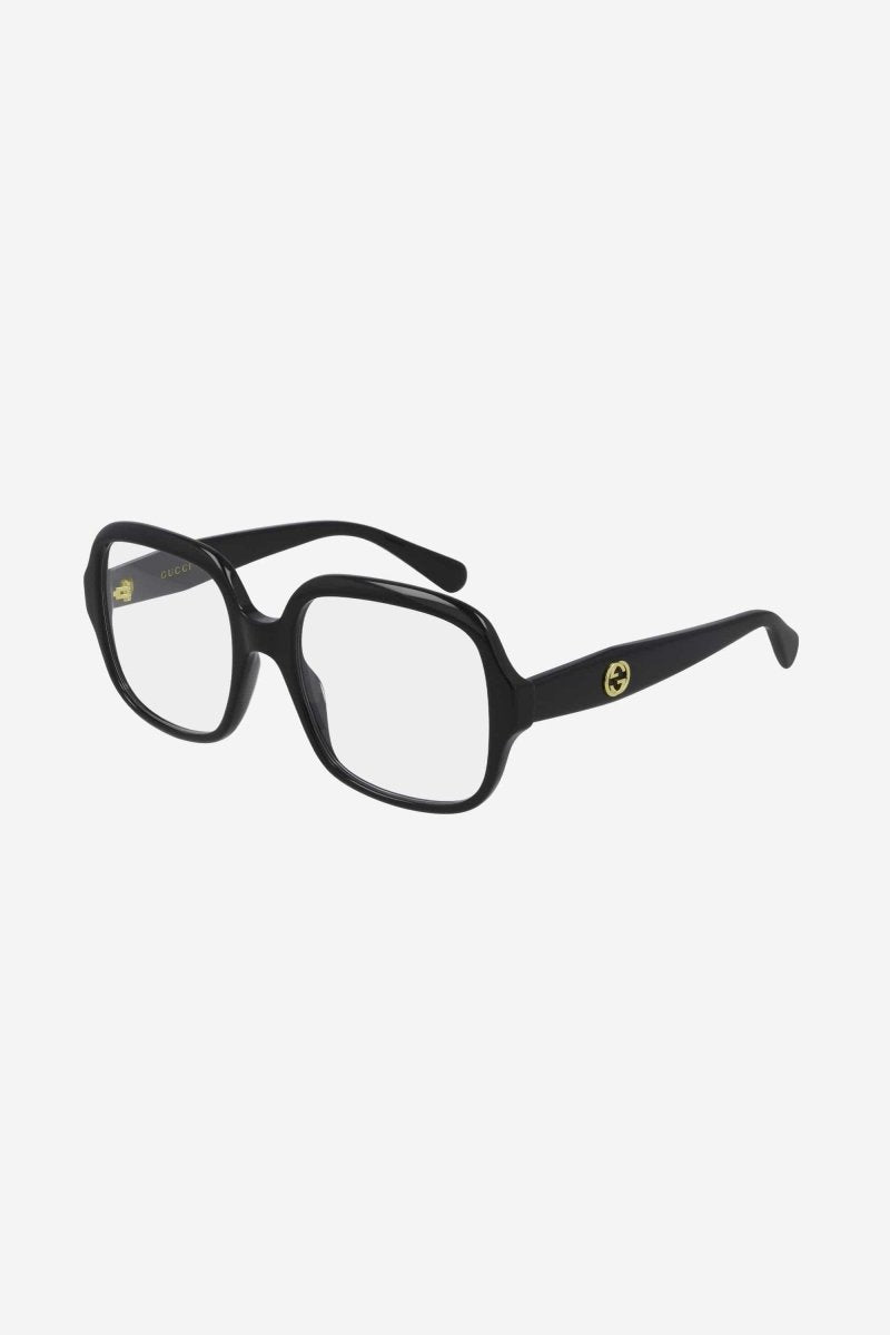 Round black frame – the geometric shape of the temples enhances the interlocking logo – LUX VERSE Luxury Designer Fashion Outlet