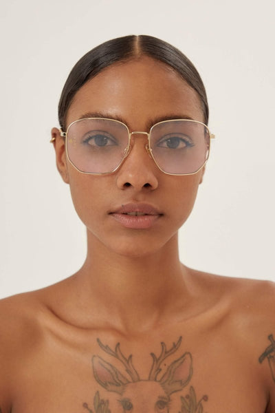 Gucci round metal blue light frame - Lux Studios